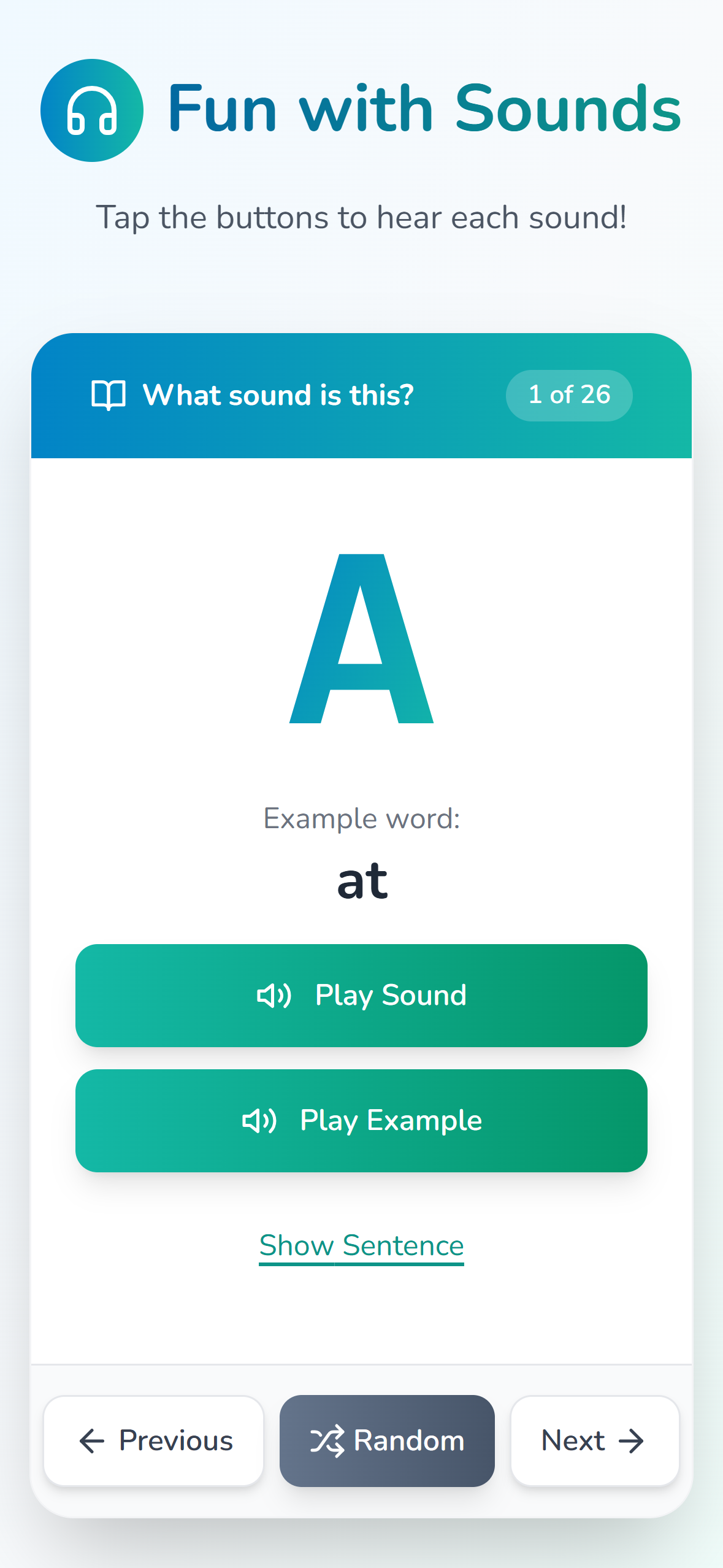 Fun with Phonics app — Android screenshot 1